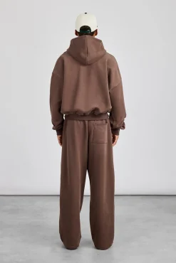 Zip Hoodie & Baggy Fit Jogger - Coffee