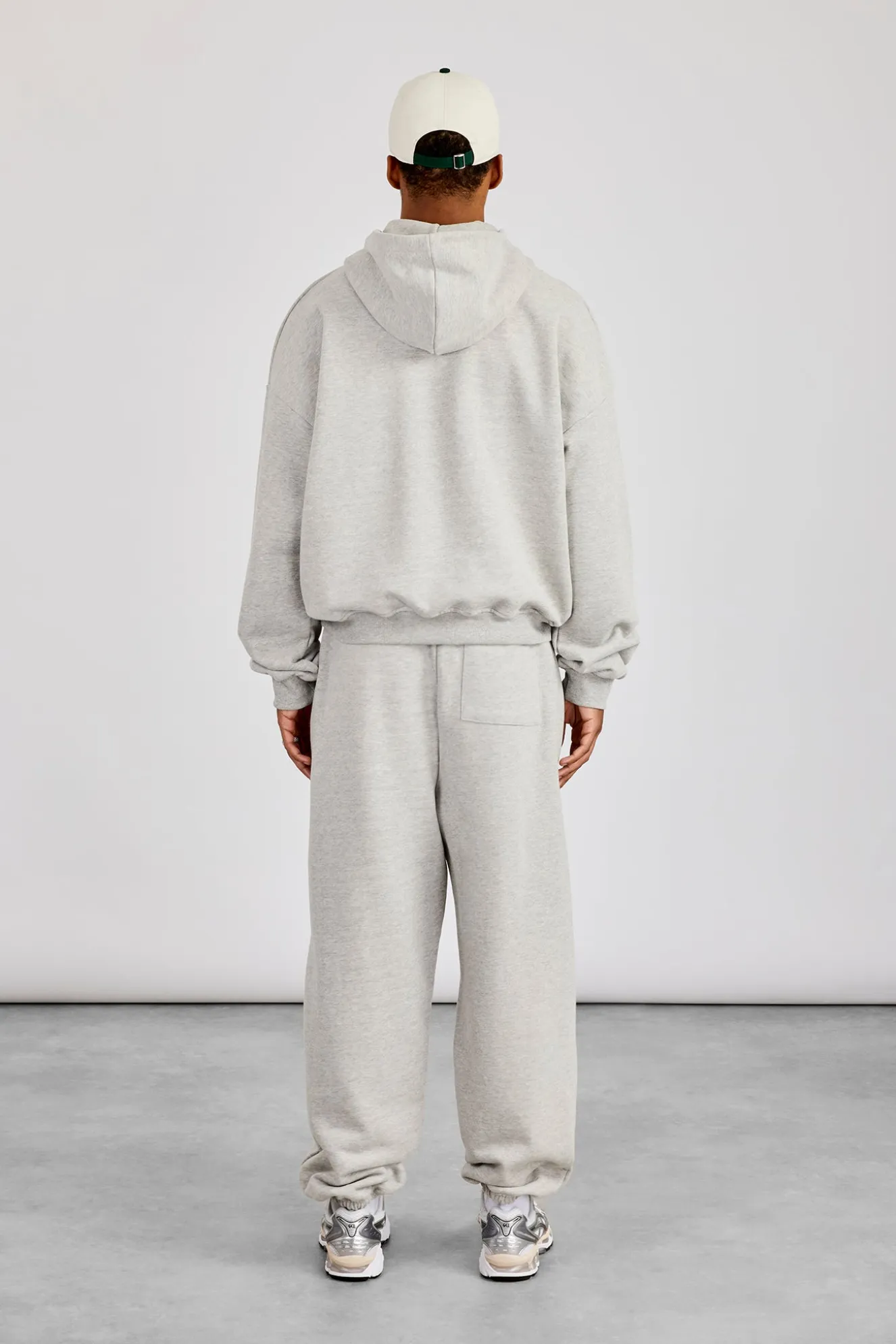 Zip Through Boxy Hoodie & Baggy Fit Jogger - Grey Marl
