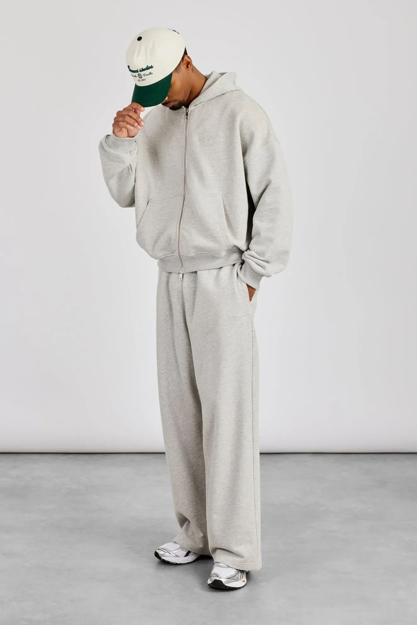 Zip Through Boxy Hoodie & Baggy Fit Jogger - Grey Marl