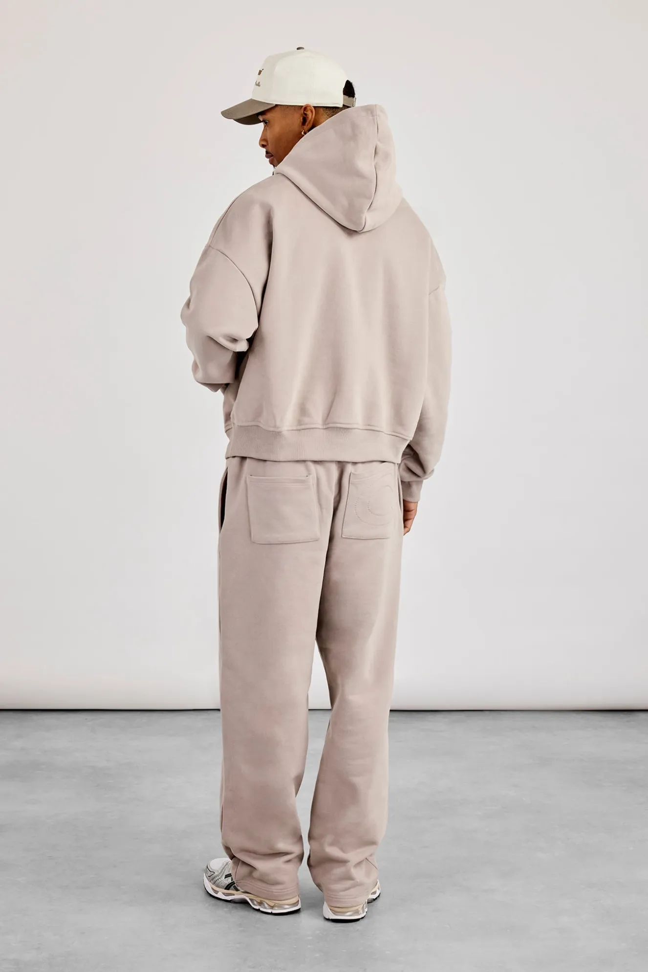 Zip Through Boxy Hoodie & Relaxed Jogger - Stone