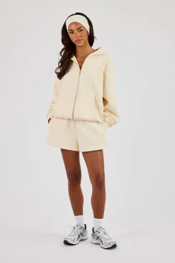 Zip Through Hoodie & Short - Butter Yellow
